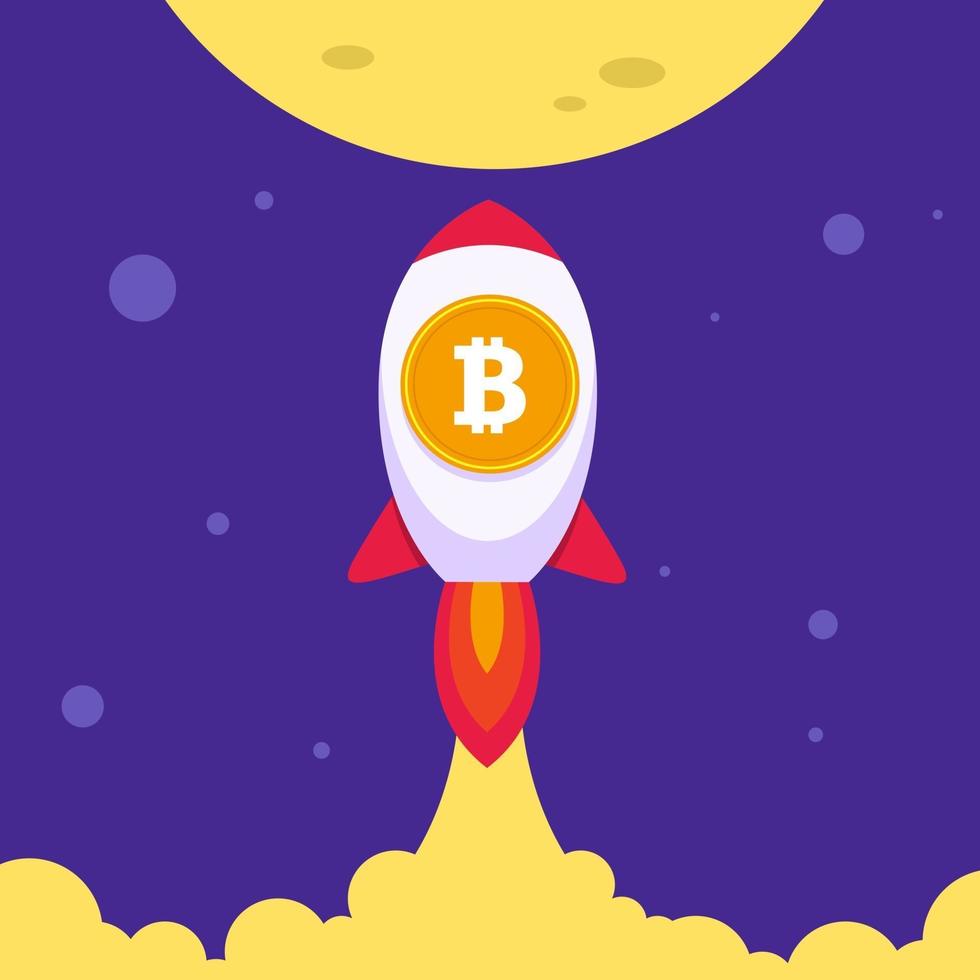 Bitcoin BTC rocket launcher vector