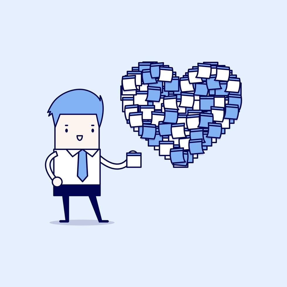 Businessman with Heart shape sticky notes vector