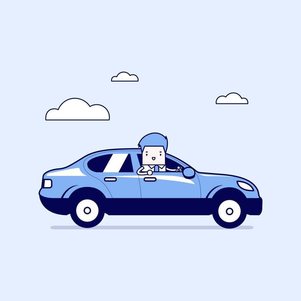 Businessman rides in the car vector