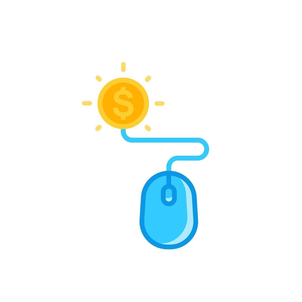 pay per click icon with mouse and coin on white vector