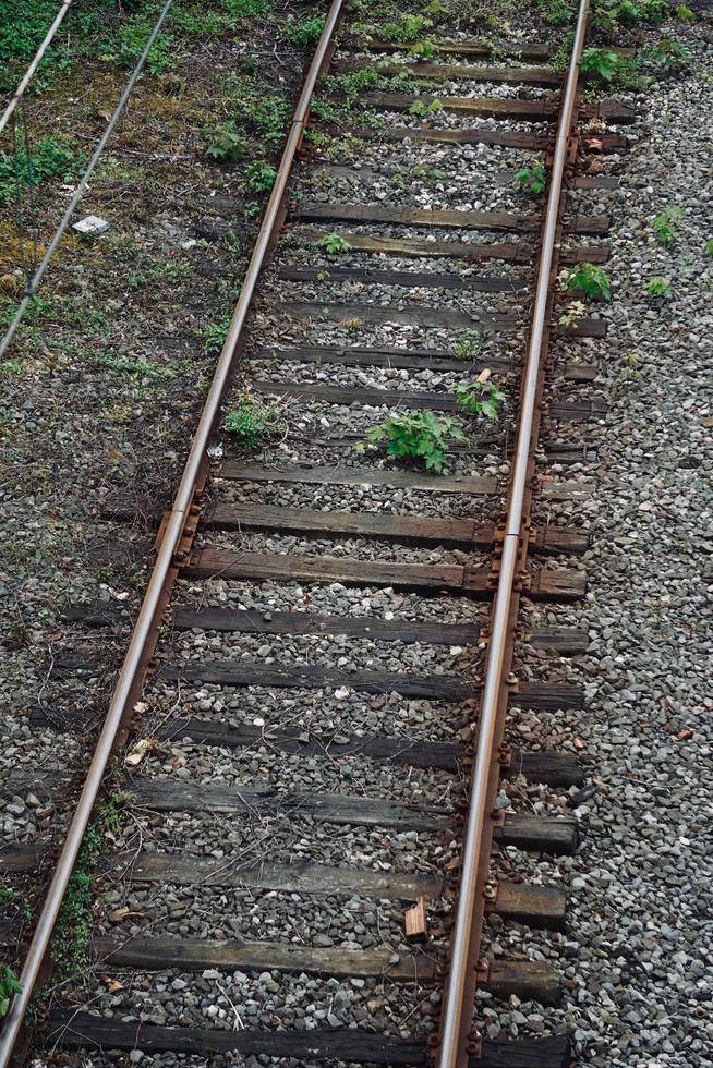 railroad track in the station photo