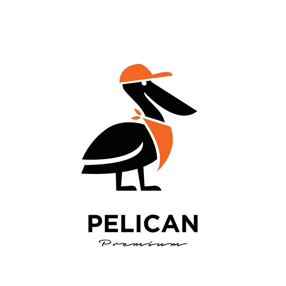 simple pelican Express and Fast Delivery courier vector icon illustration design isolated background