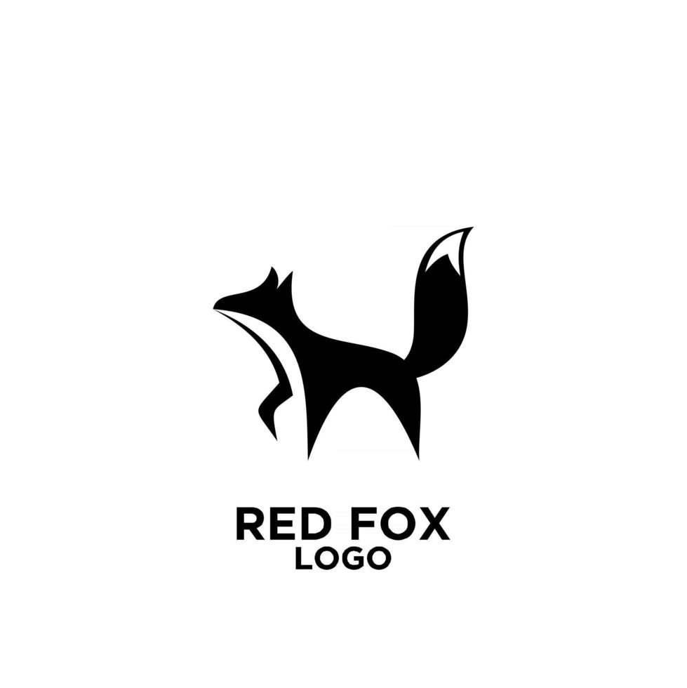Diseño de ilustración de icono de logotipo de vector de zorro negro premium abstracto