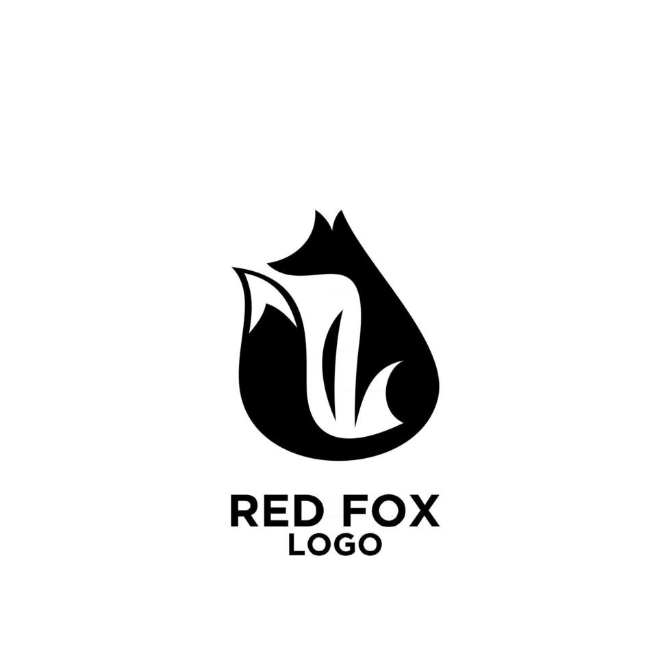 Diseño de ilustración de icono de logotipo de vector de zorro negro premium abstracto