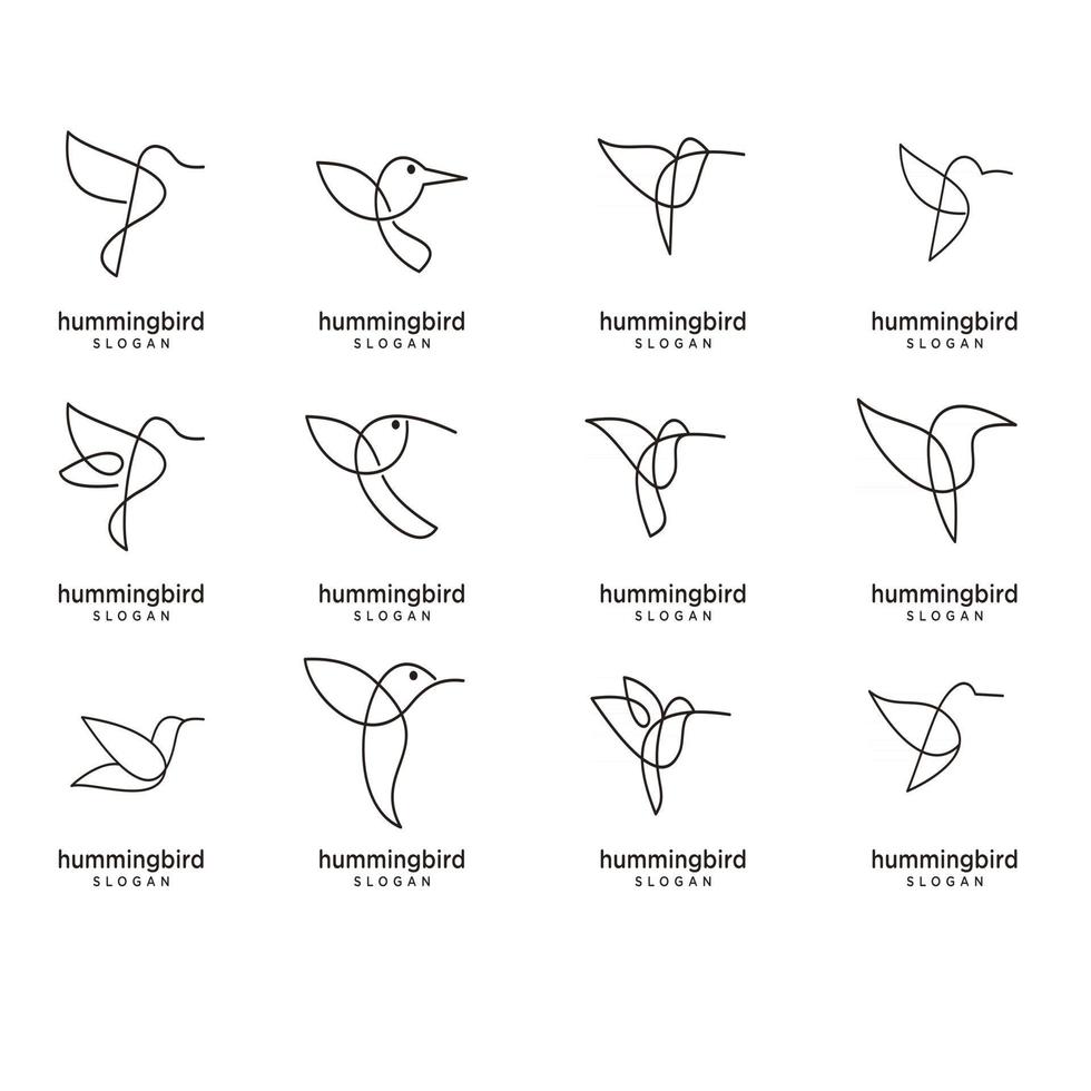 Hummingbird line vector logo icon illustration design