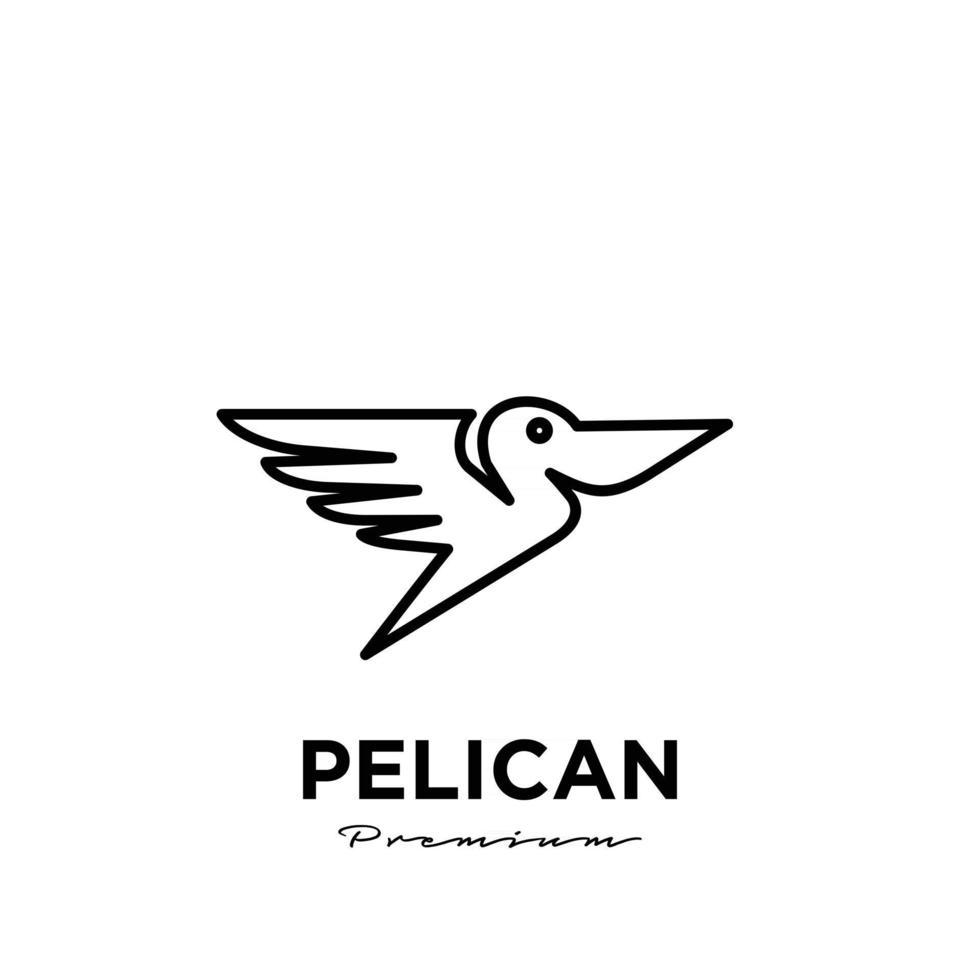 premium simple black pelican line logo vector icon illustration isolated design