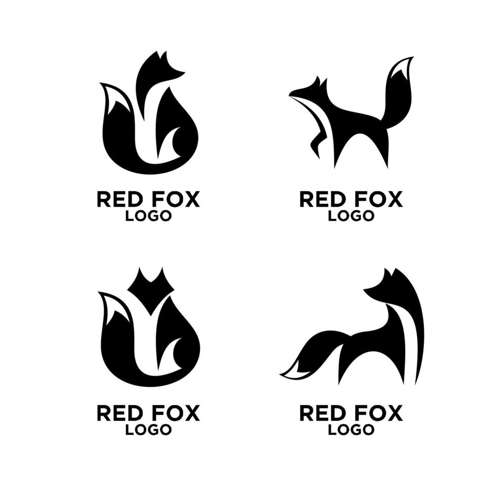 Premium set collection black fox vector icono logo ilustración diseño