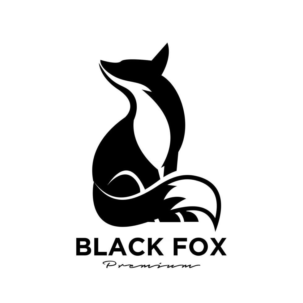 Logo design of black fox silhouette animal mascot logo template vector illustration