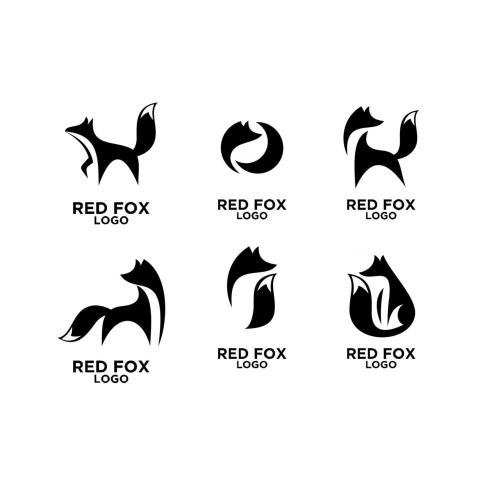 premium set collection black fox vector icon logo illustration design