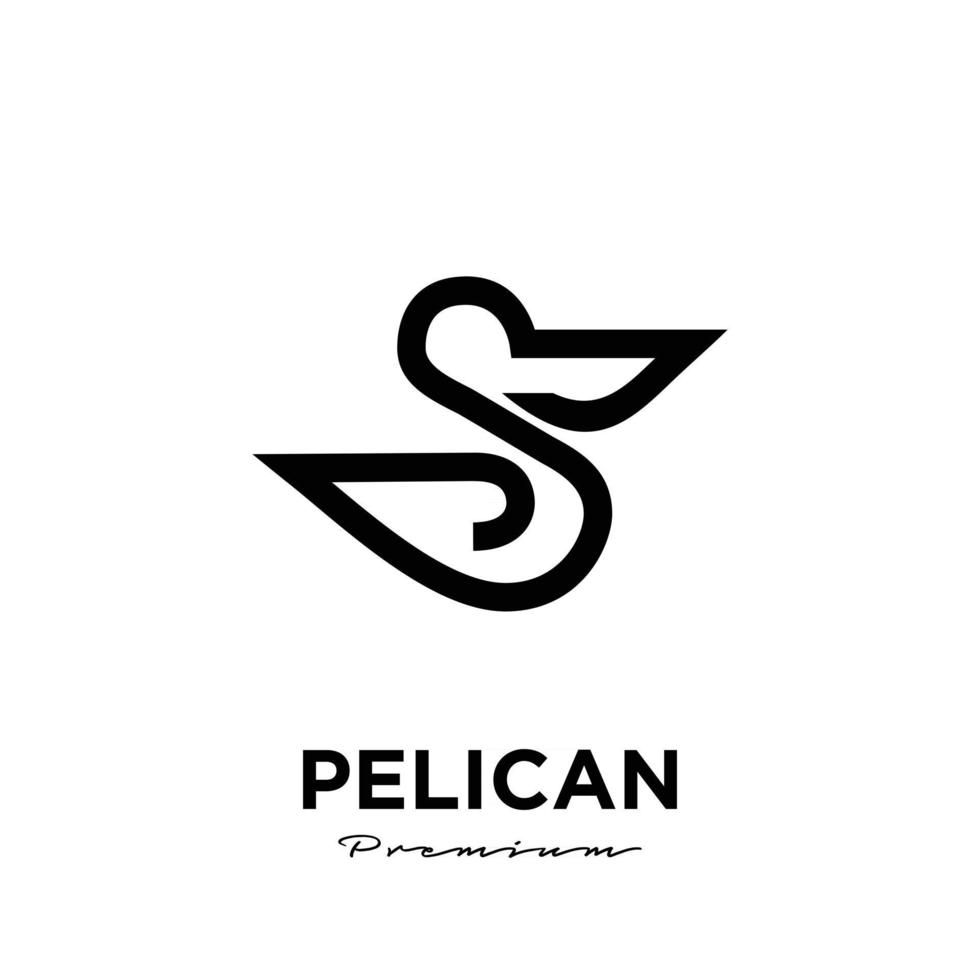 premium simple black pelican line logo vector icon illustration isolated design