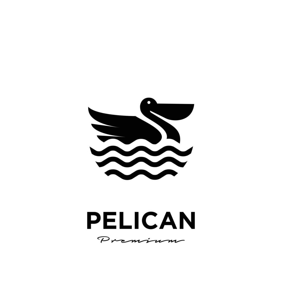 swimming black pelican vector logo icon illustration isolated background