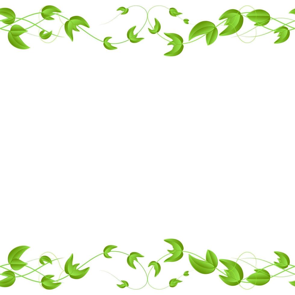 Vector horizontal seamless border with green wicker ivy sprouts and leaves