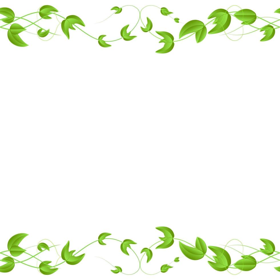 Vector horizontal seamless border with green wicker ivy sprouts and leaves