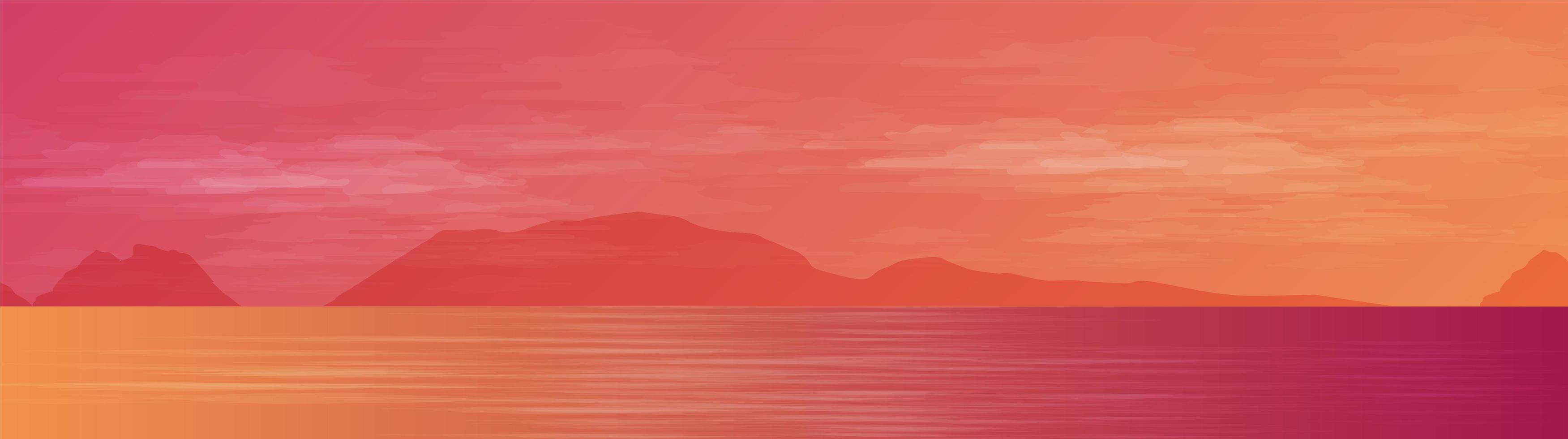 Panorama Beautiful Sea on landscape background, sunshine and sunset concept design vector