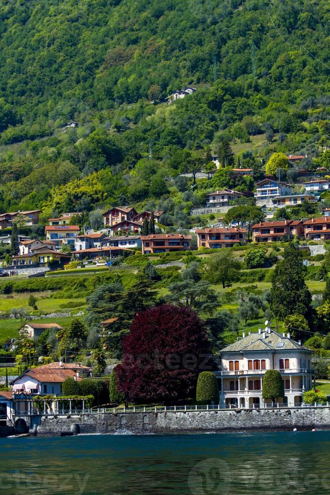 Province of Como, Italy, 2021 - View of the town of Mezzegra from the lake photo