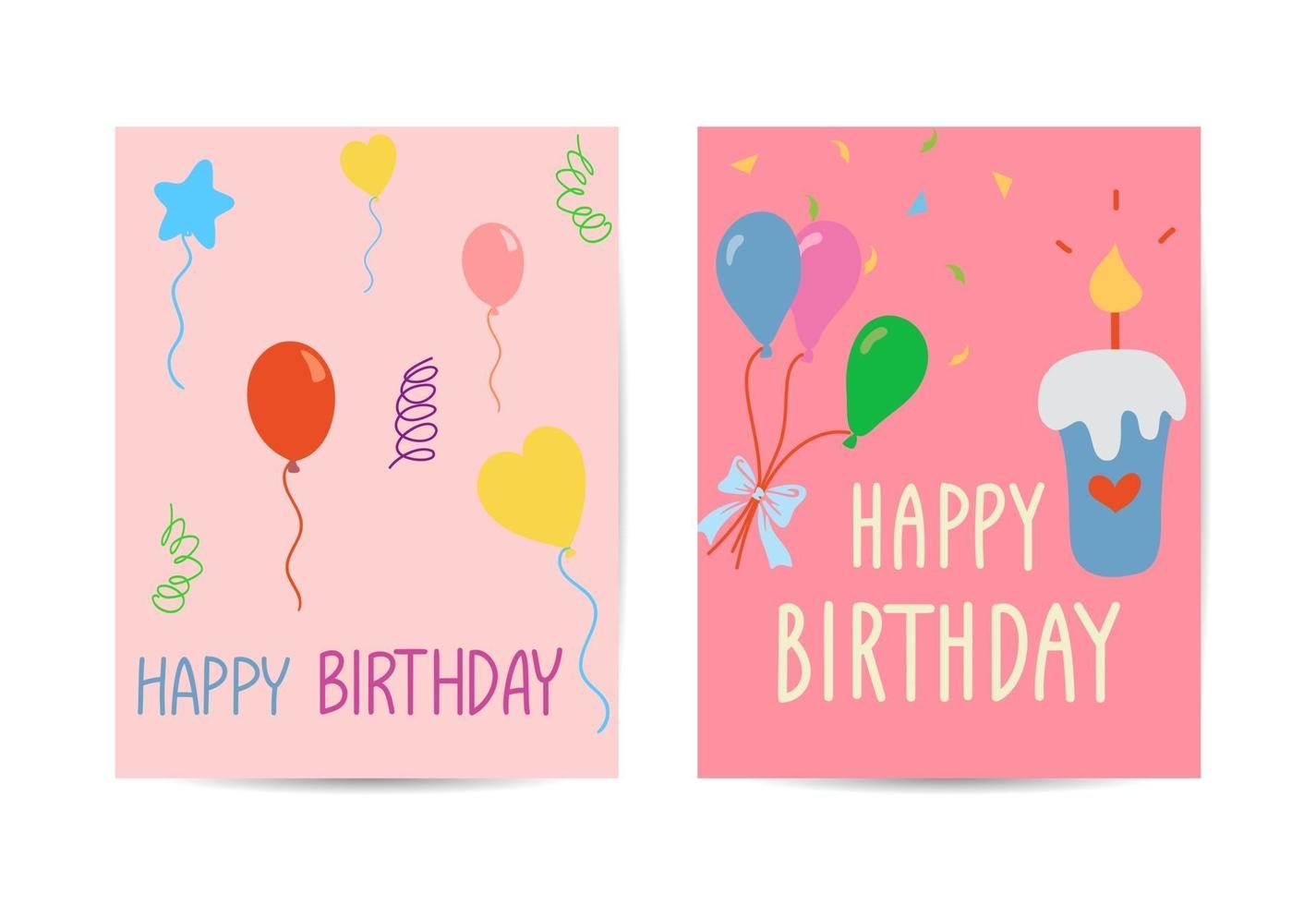 Set of cute creative birthday card templates vector