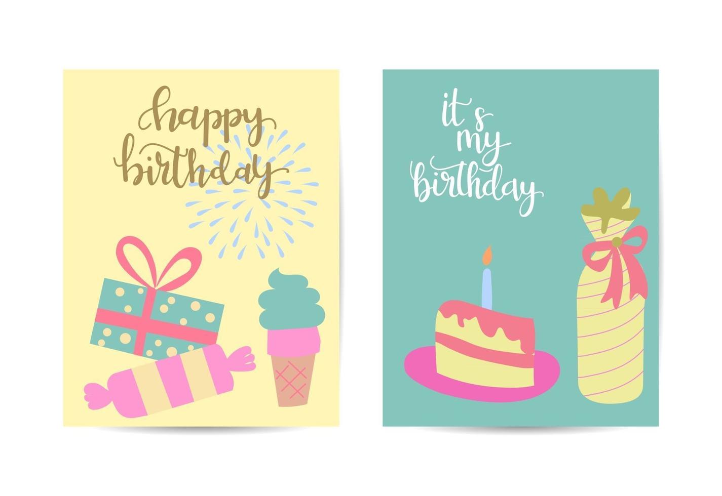 Vector illustration set of colorful gifts in birthday banners