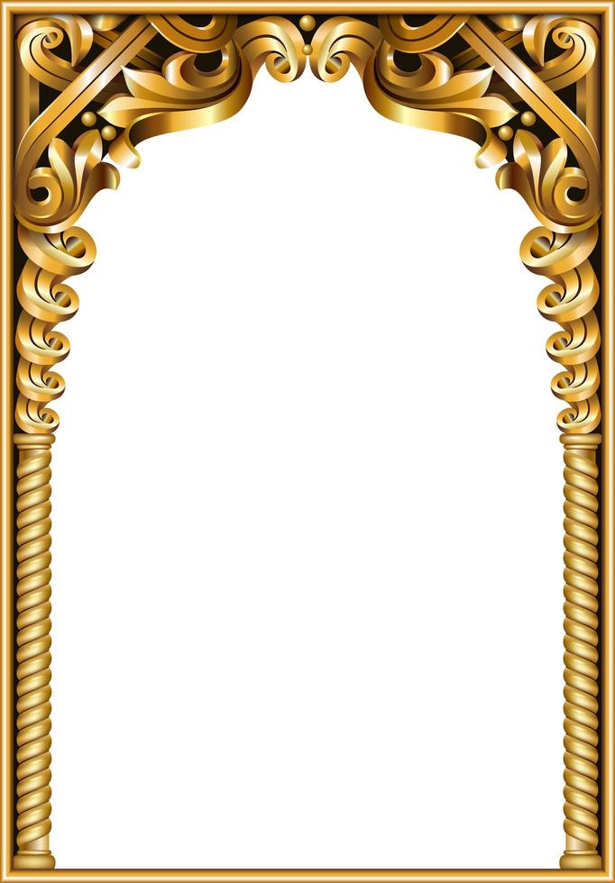 Gold classic frame of the rococo baroque vector