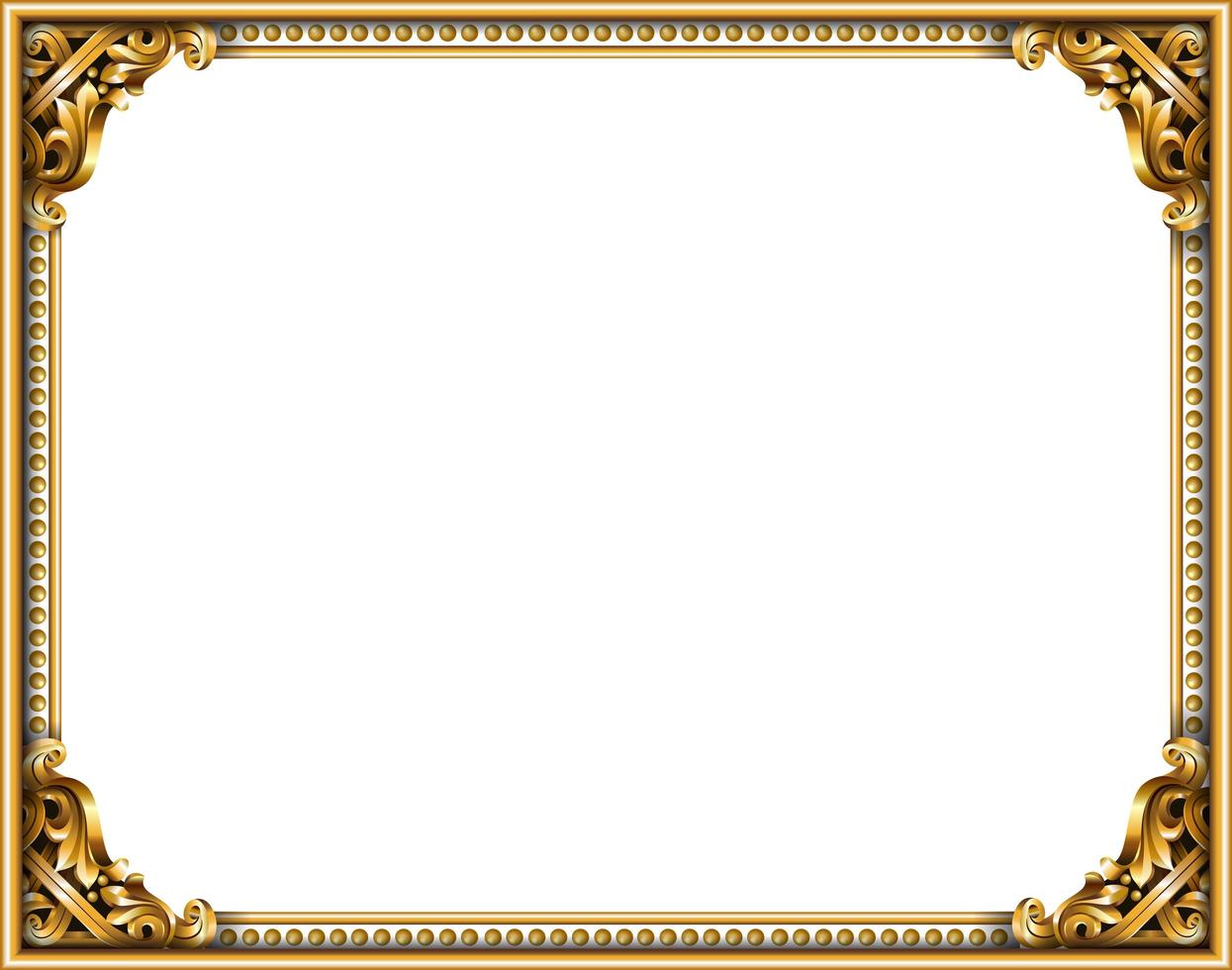 Gold classic frame of the rococo baroque vector