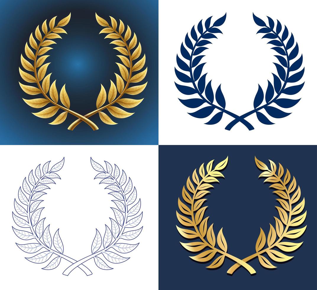 Golden realistic and vintage laurel wreath winner vector