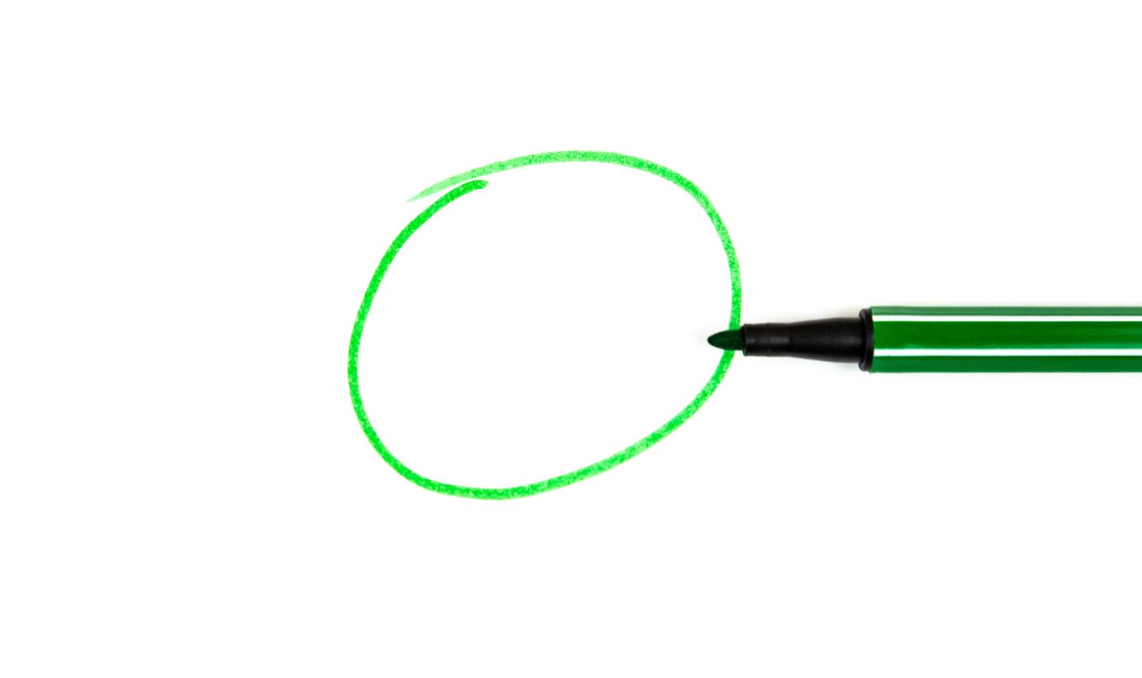 Green circle and a green marker on a white background photo