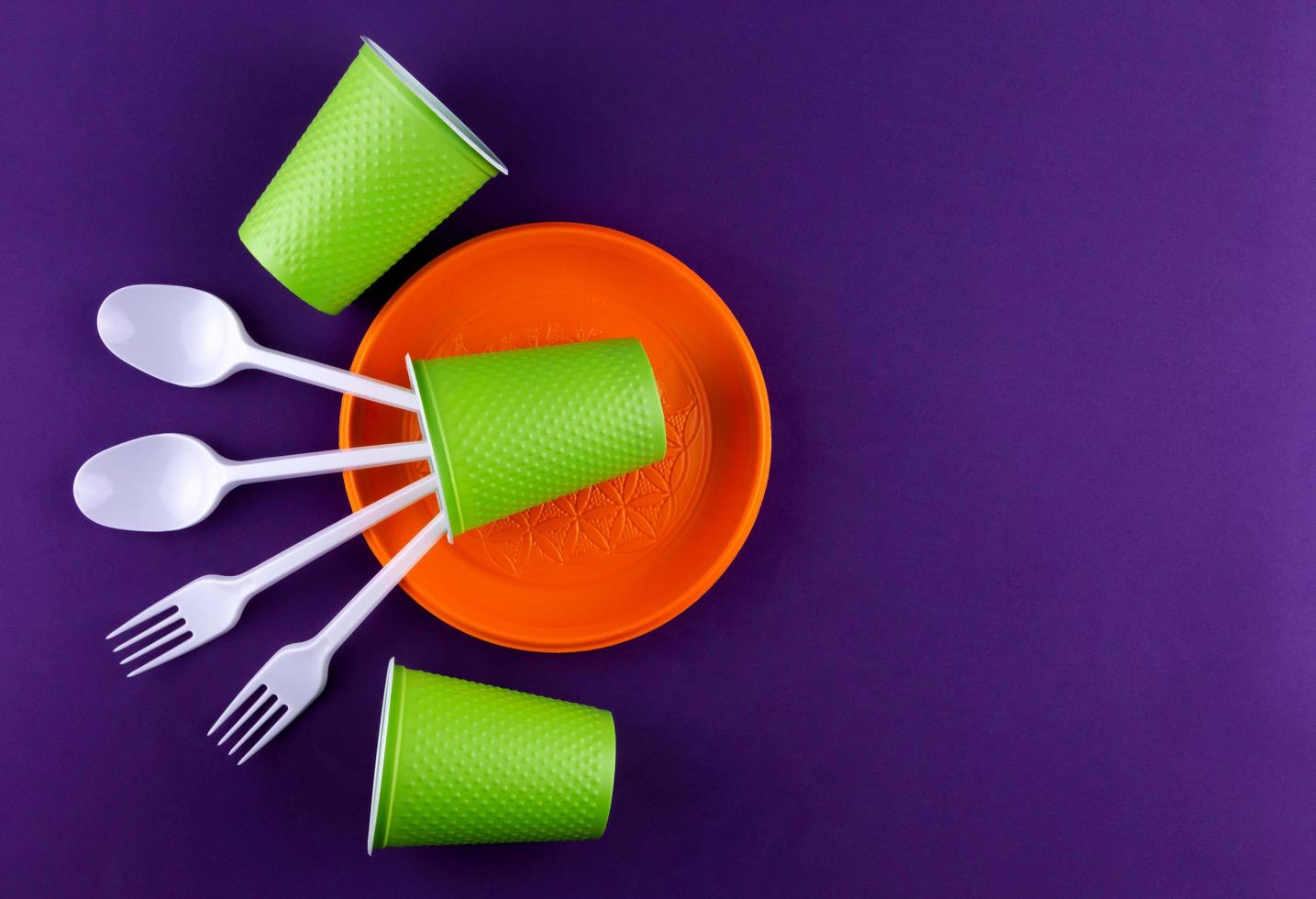 Orange, white and green packaging plastic products photo