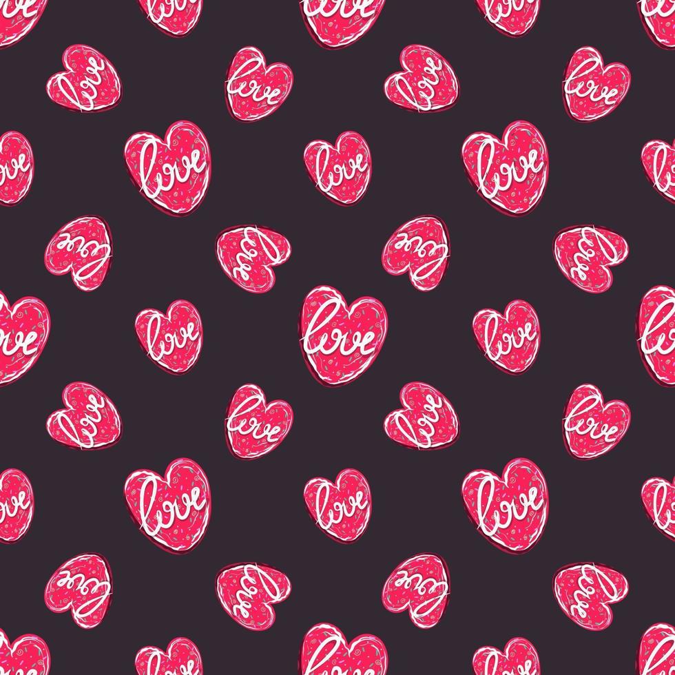 Heart - shaped cupcakes seamless pattern. Sweets baked in the shape of a heart. Design for Valentine's Day. Vector illustration