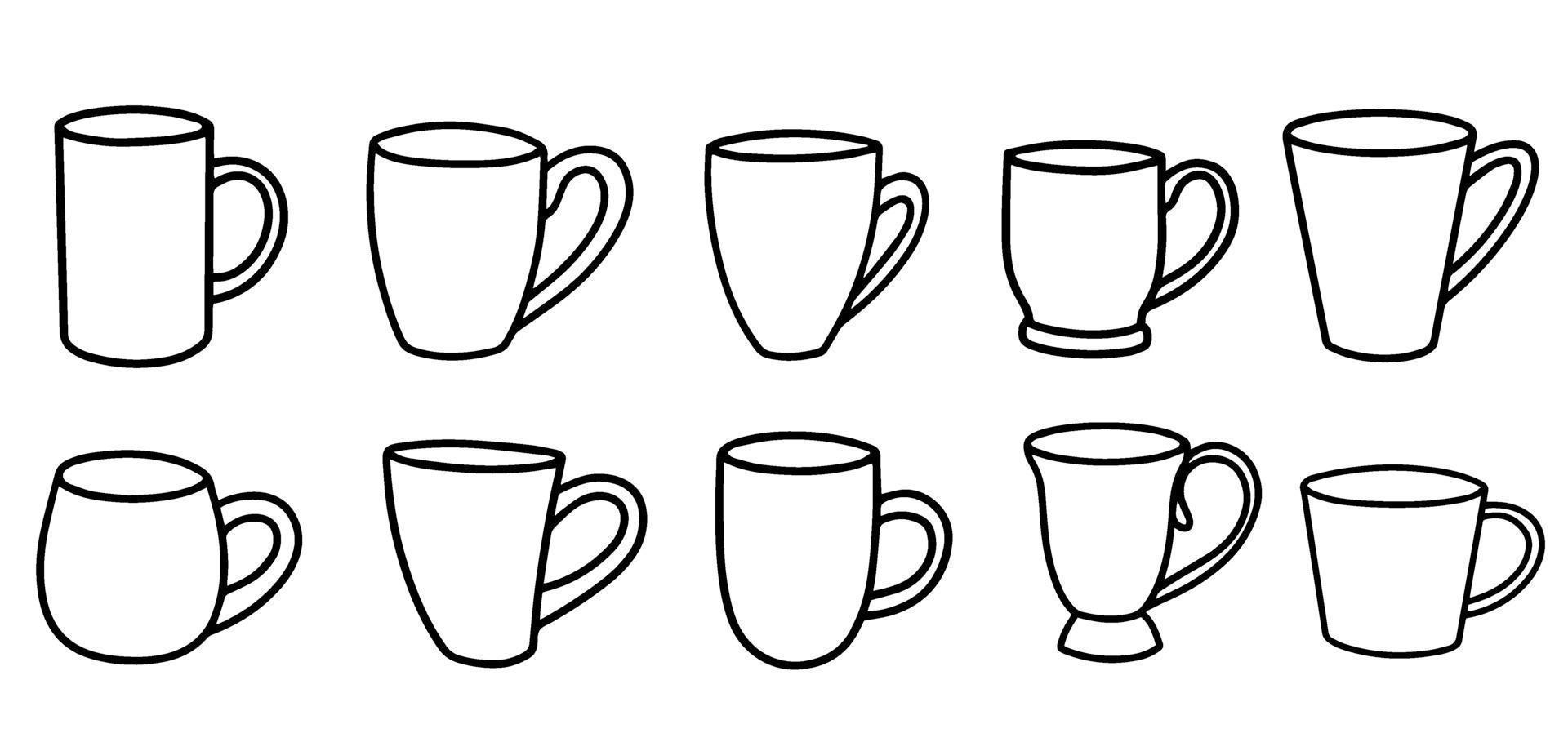 cups and mugs  isolated on a white background. vector illustration