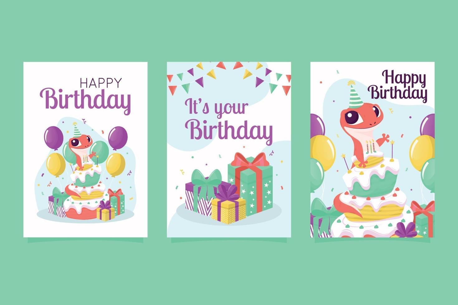 Colorful Birthday Cards Vector