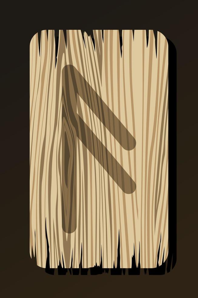aislado en blanco de madera runa ansuz vector