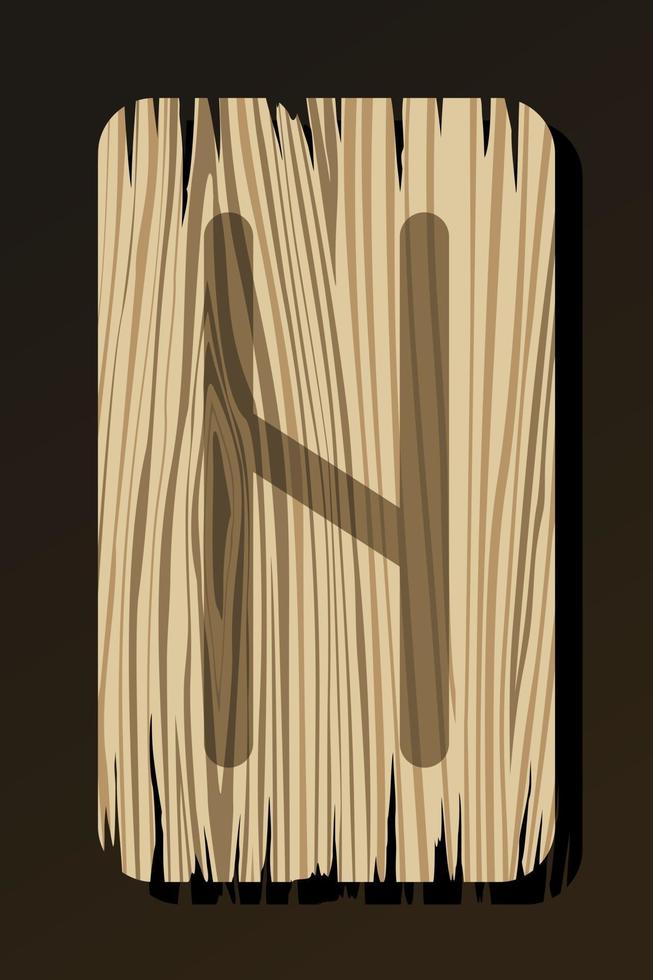 aislado en blanco de madera runa hagalaz vector