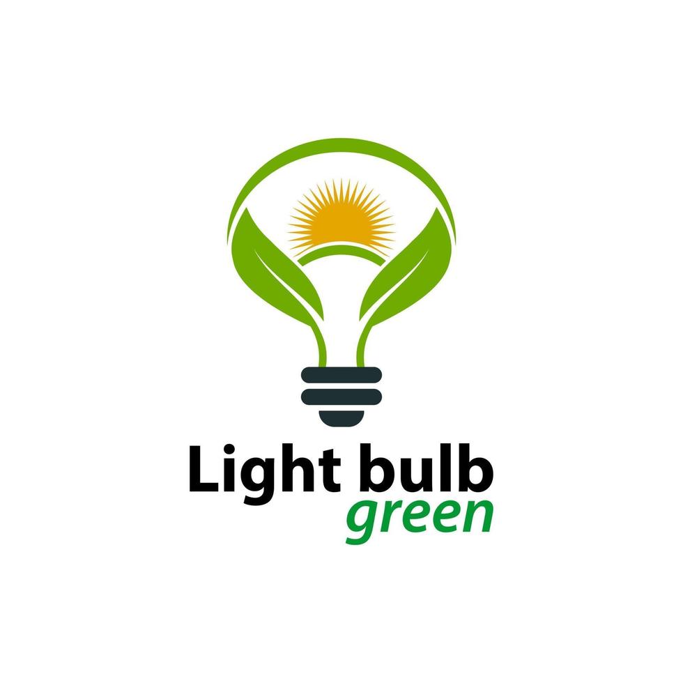 Ecology light bulb green logo icon design template on White Background vector