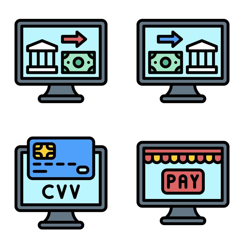conjunto de iconos de pago en línea vector relacionado con el pago