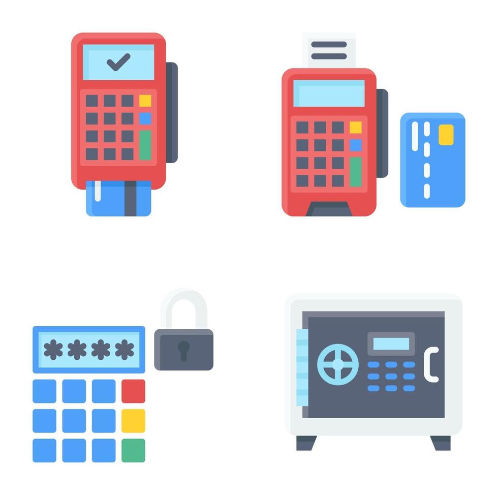 Payment terminal icon set Payment related vector