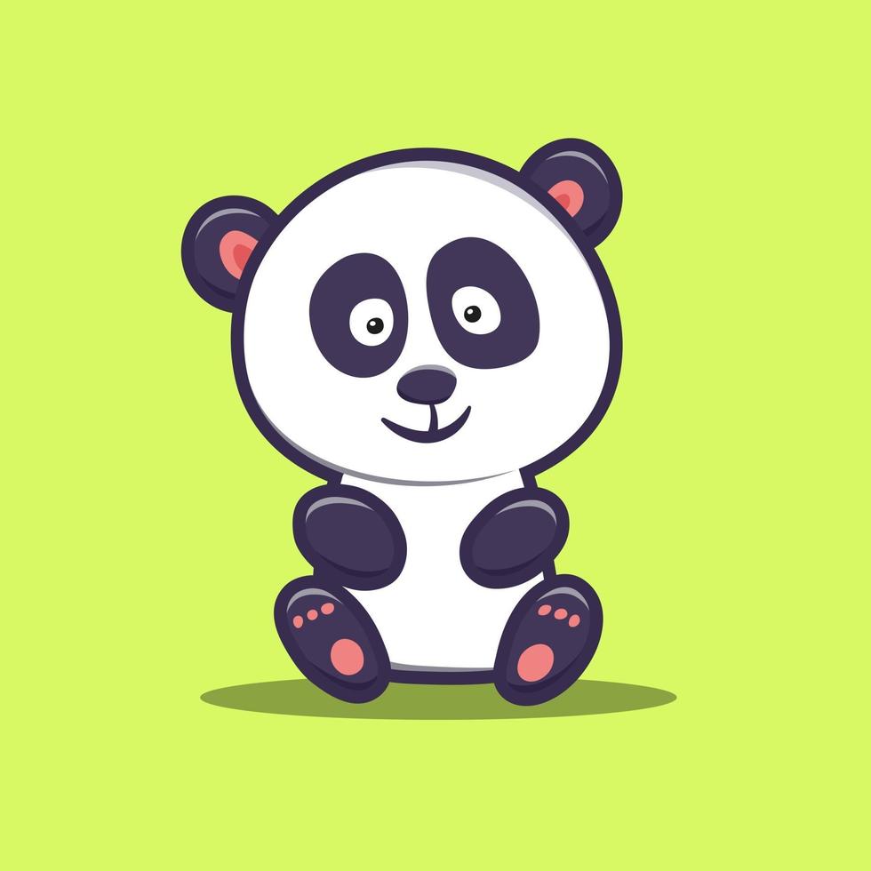 Panda bear sitting cute cartoon illustration vector