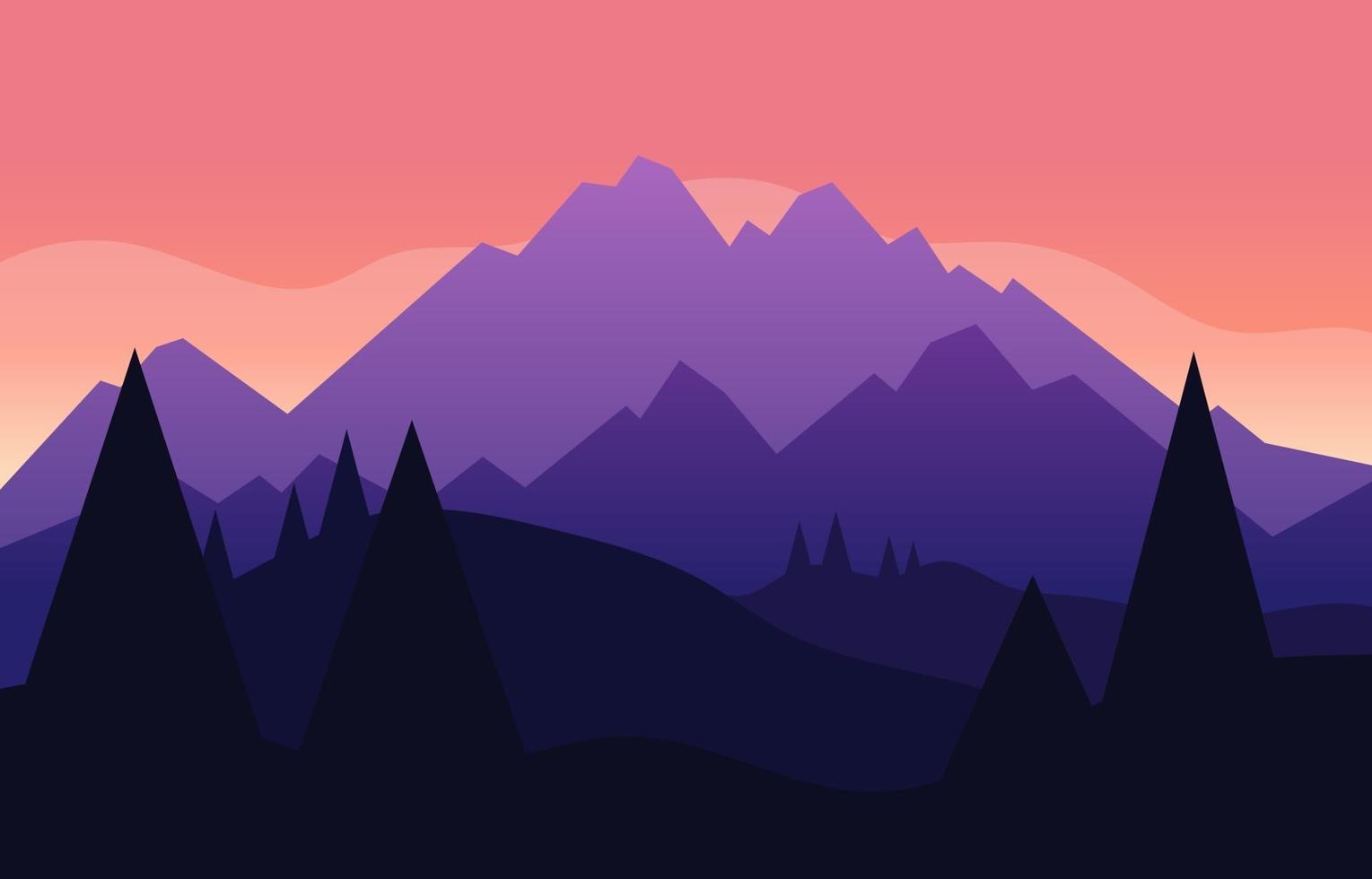 ilustración plana degradado de paisaje de montañas vector