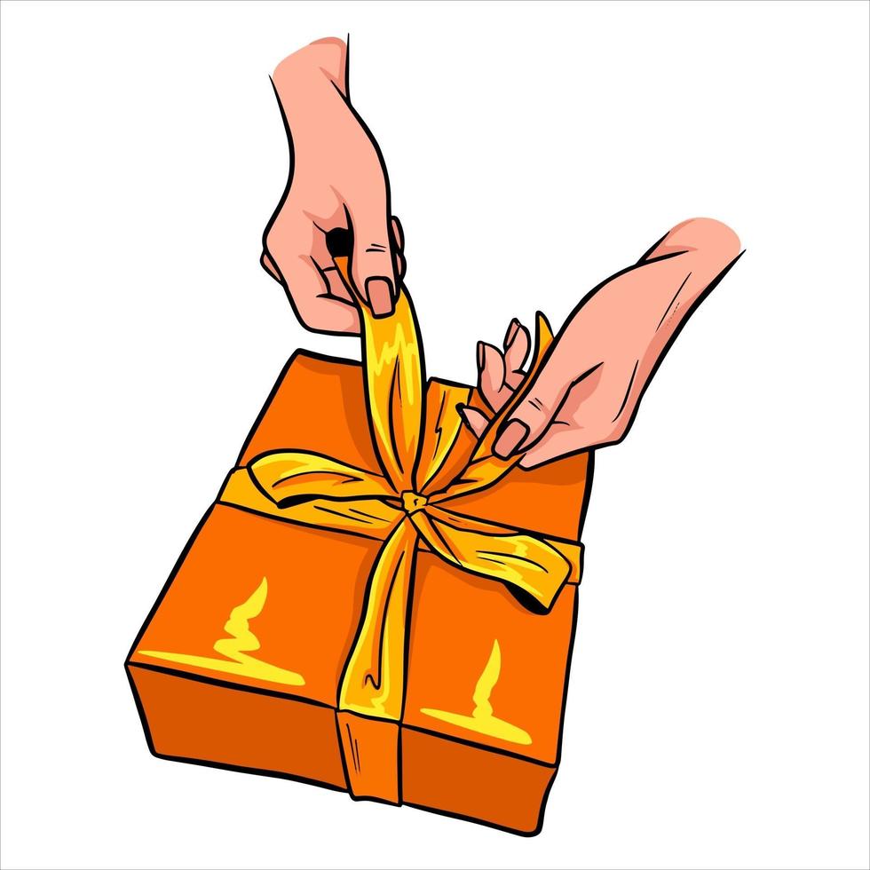 Present Gift wrapped with a bow Beautiful decoration of gifts Cartoon style vector