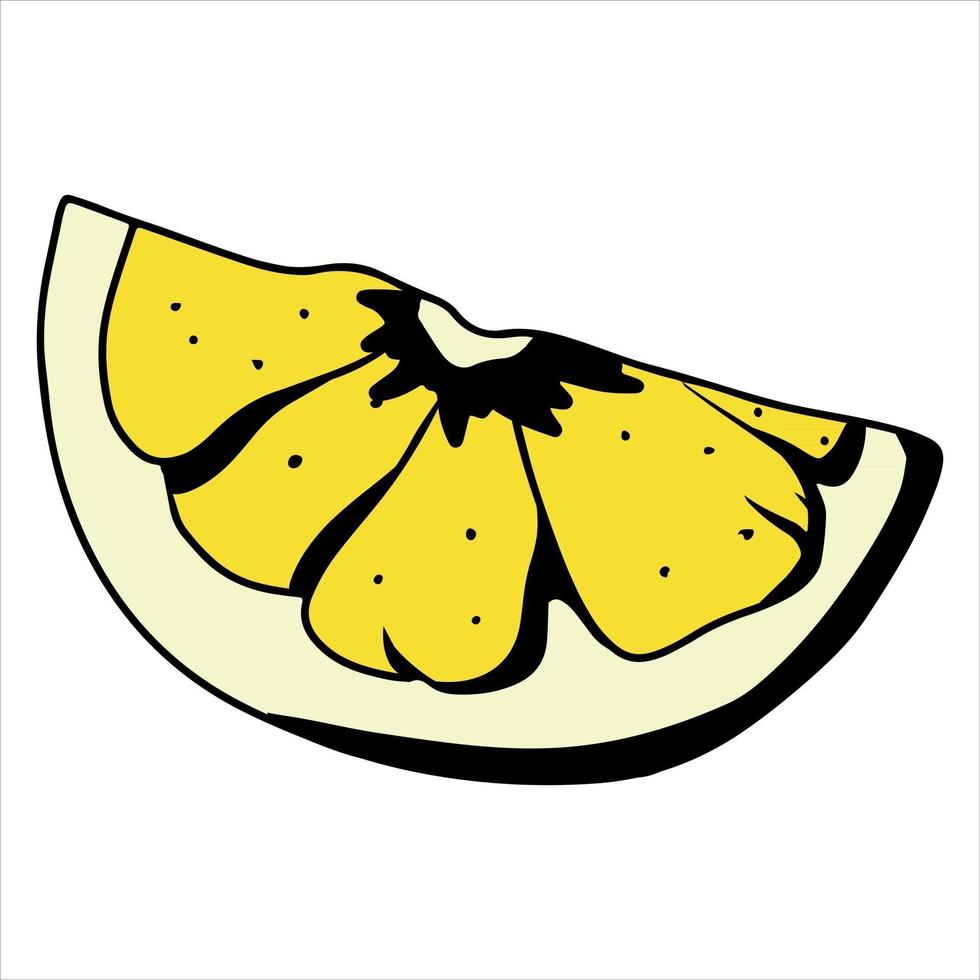Slice of lemon Yellow lemon for tea Vitamin C Citrus fruit Cartoon style vector