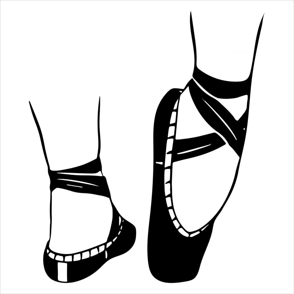 Ballet shoes Pointe shoes Dance shoes Silhouette Cartoon style vector