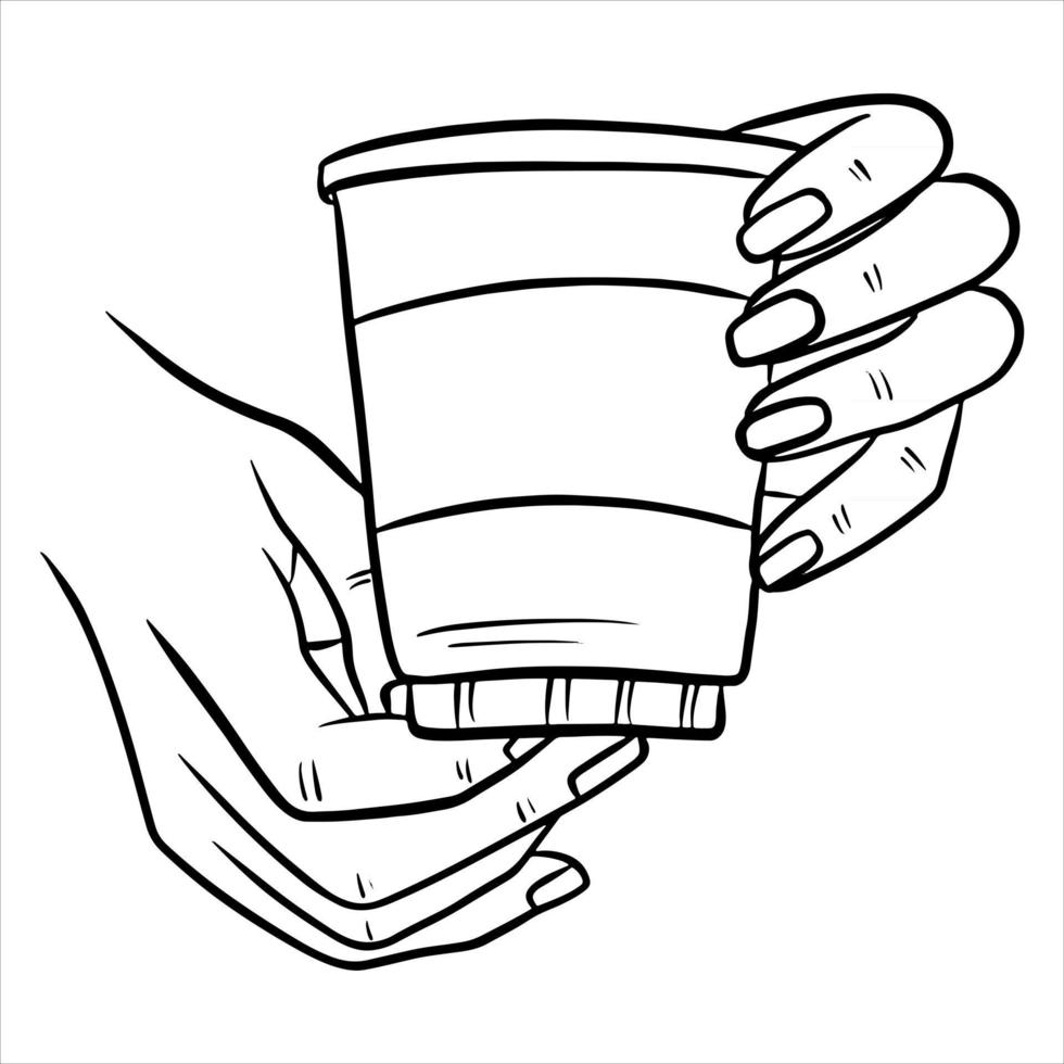 Coffee in a glass Coffee in a plastic cup Coffee to go Cartoon style vector