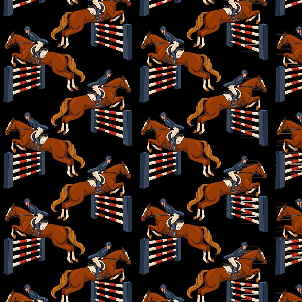 Horseback Riding Seamless Pattern Woman Riding a Horse vector