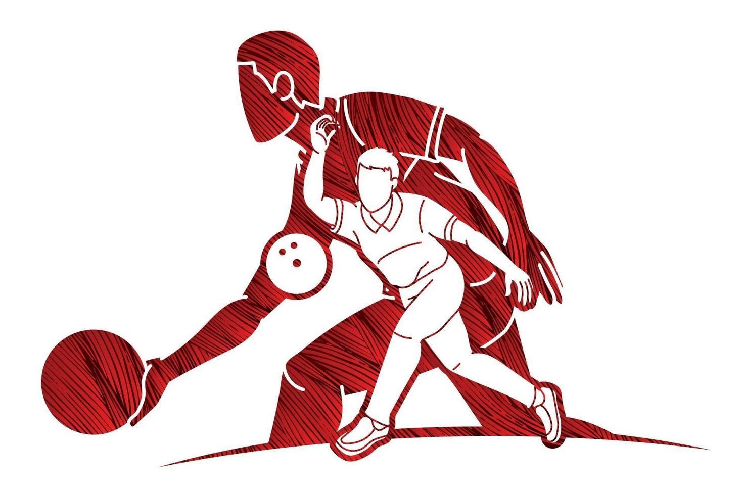 Silhouette Group of Bowler Bowling Sport Players vector