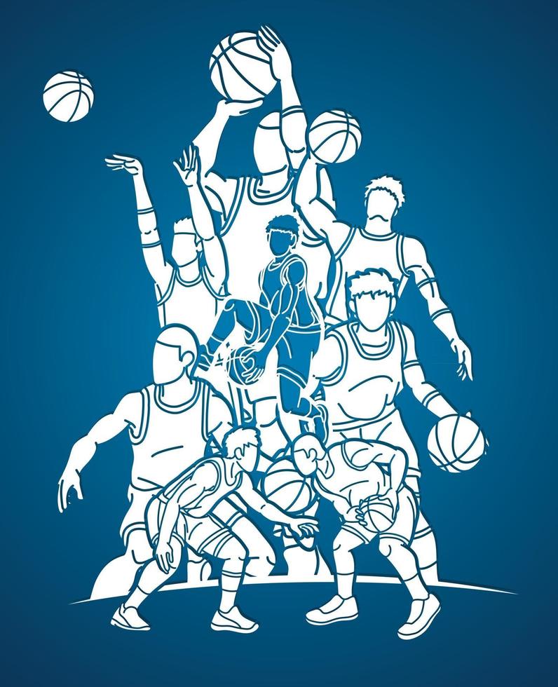 silueta de equipo de baloncesto vector