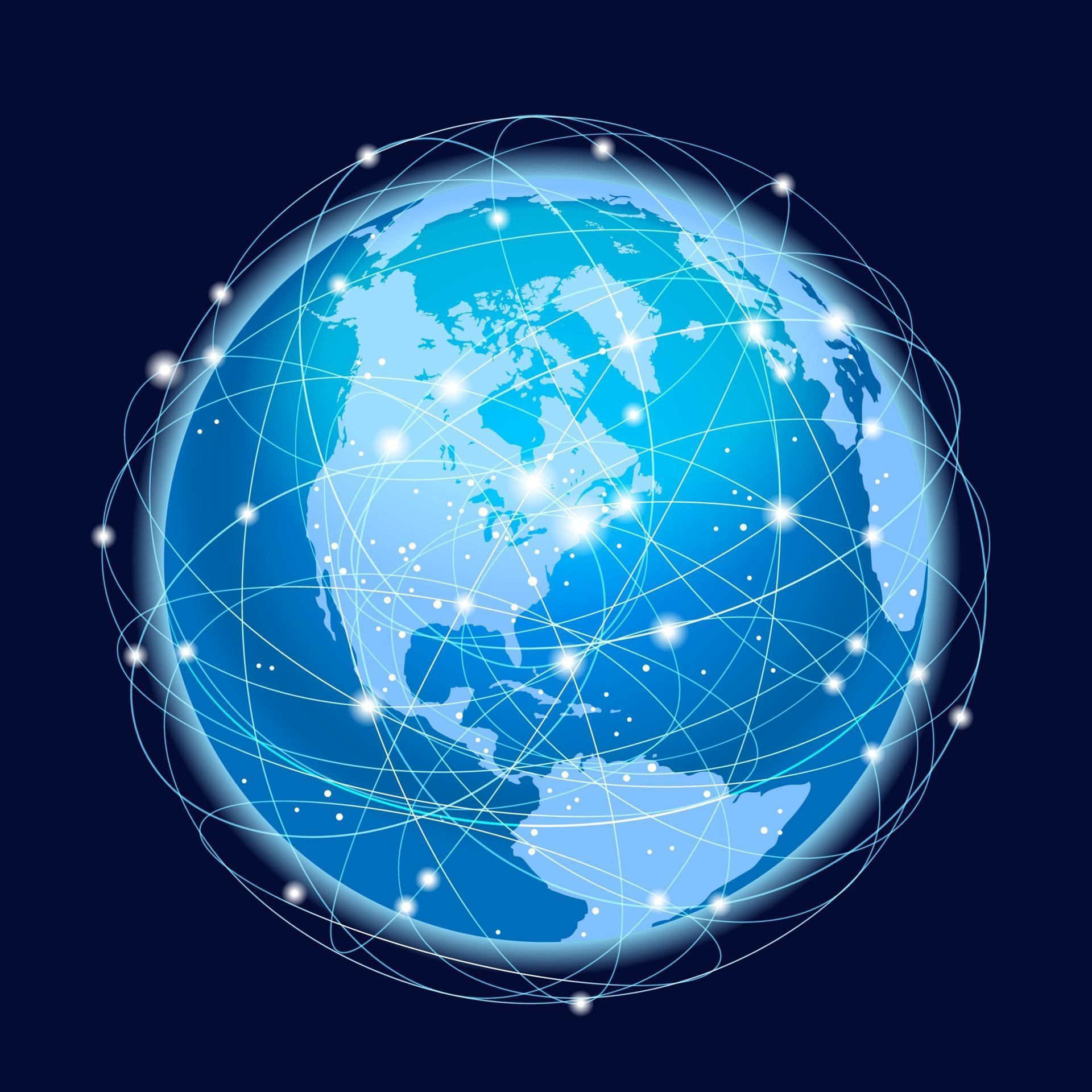 Global Network System Vector Concept Illustration On A Dark Background