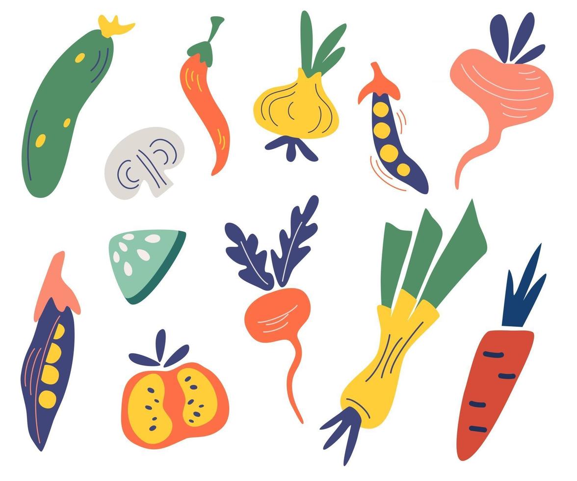 Vegetables flat design set vector