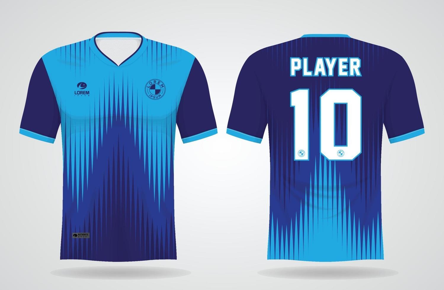 blue sports jersey template for team uniforms and Soccer t shirt design vector