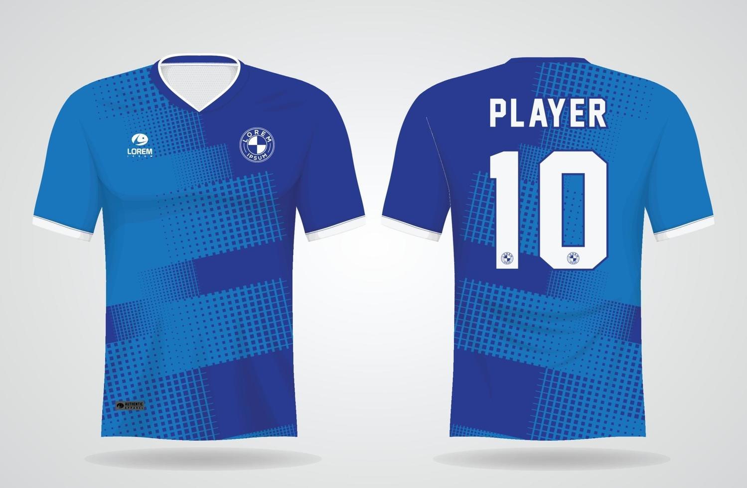 plantilla de camiseta deportiva azul para uniformes de equipo y diseño de camiseta de fútbol vector