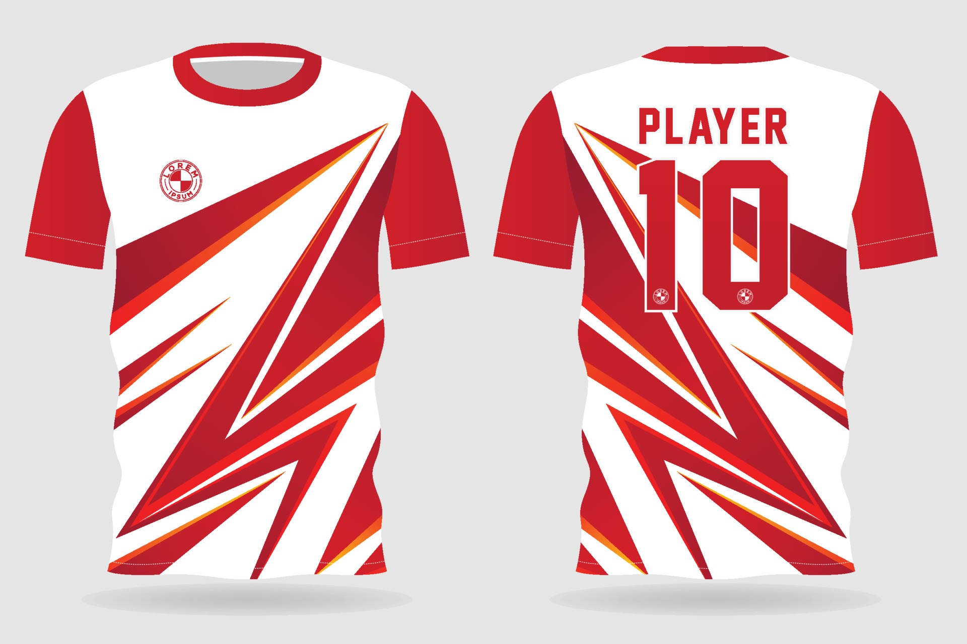 red white sports jersey template for team uniforms and Soccer t shirt