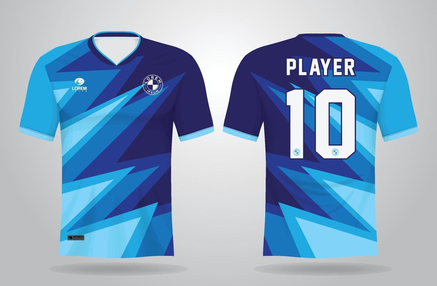 plantilla de camiseta deportiva azul para uniformes de equipo y diseño de camiseta de fútbol vector