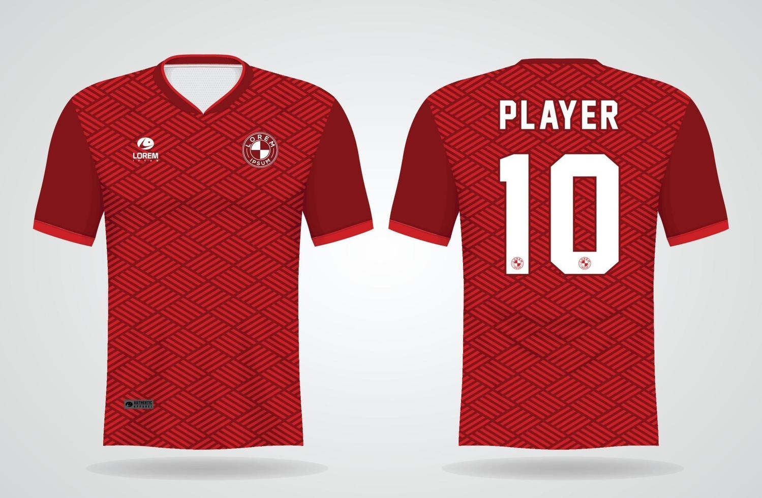 plantilla de camiseta deportiva roja para uniformes de equipo y diseño de camiseta de fútbol vector